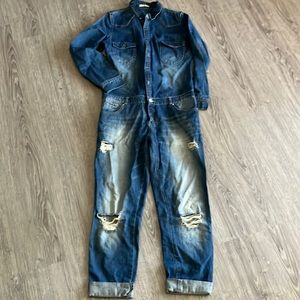 Which We Want denim distressed jumpsuit (size M/L) from Need Supply